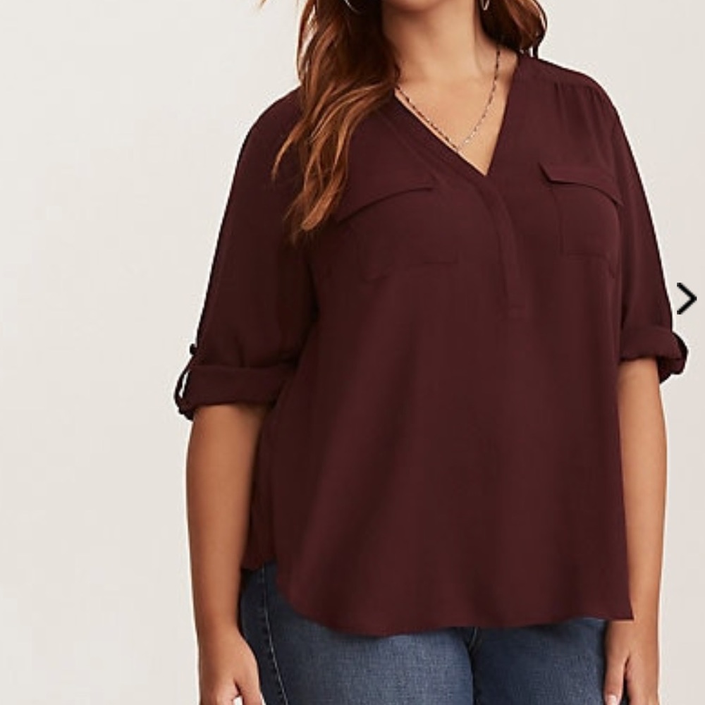 Burgundy Georgette Pullover Blouse